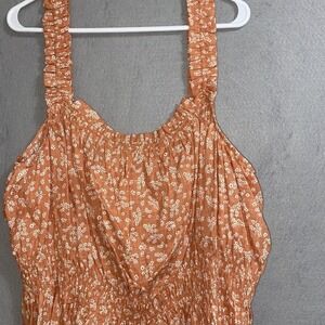 Floral Smocked Tank Top Sleeveless Casual Summer Blouse Top‎ Size S